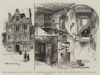 Das neue Gebäude des College of Preceptors, Bloomsbury Square, eröffnet vom Prinzen von Wales letzten Mittwoch